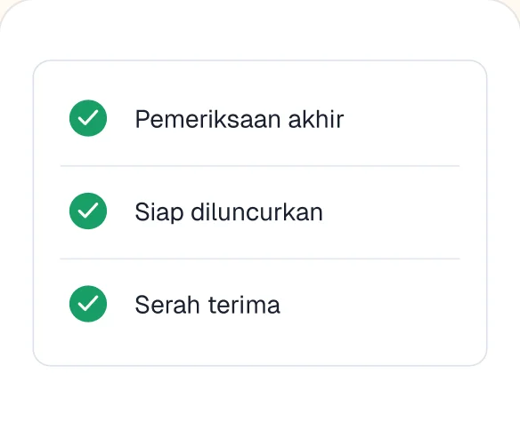 Ilustrasi daftar periksa akhir, siap diluncurkan, dan serah terima