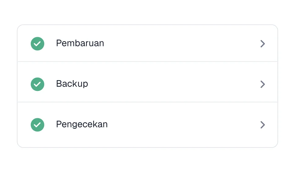 Ilustrasi daftar pembaruan, backup, dan pengecekan website