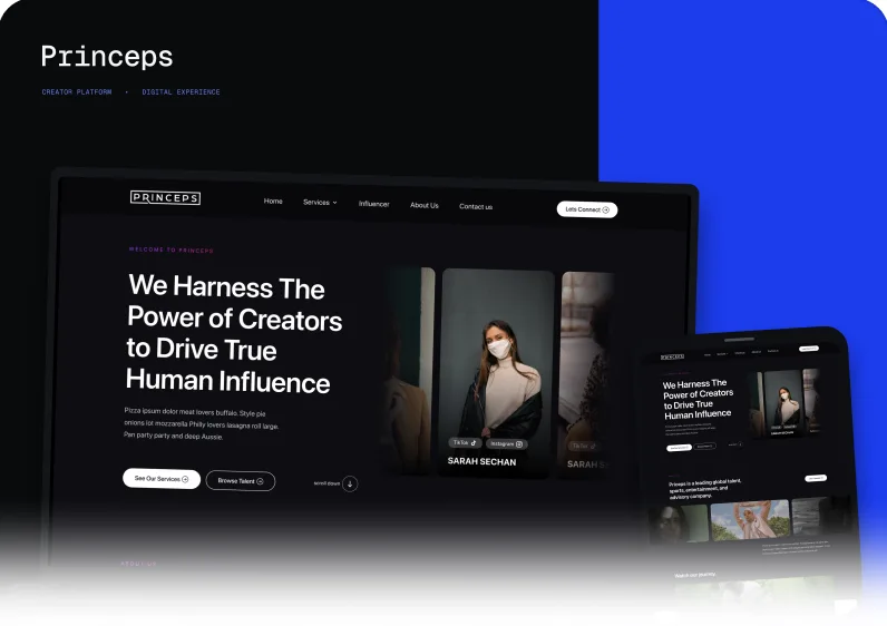 Mockup website Princeps di laptop dan ponsel